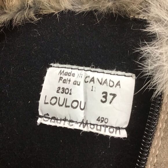 SAUTE mouton LOULOU long boots tan beige suede boots wedge platform rabbit fur - Picture 9 of 16